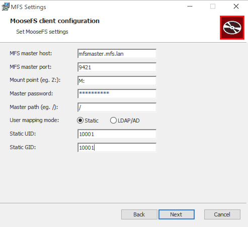MooseFS Windows® Client Installer static alt text